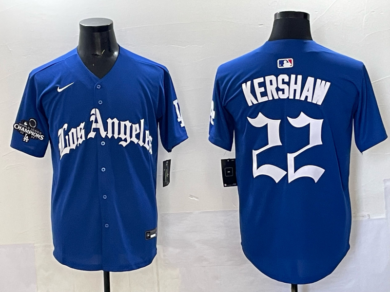 Men Los Angeles Dodgers #22 Kershaw Blue 2025 Nike MLB Jersey style 001